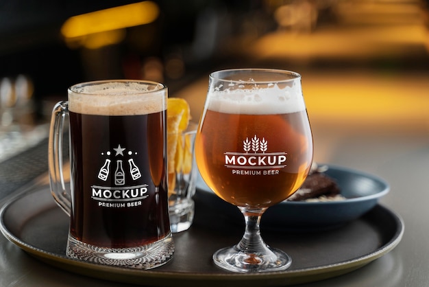 Bière de produit dans la maquette du bar