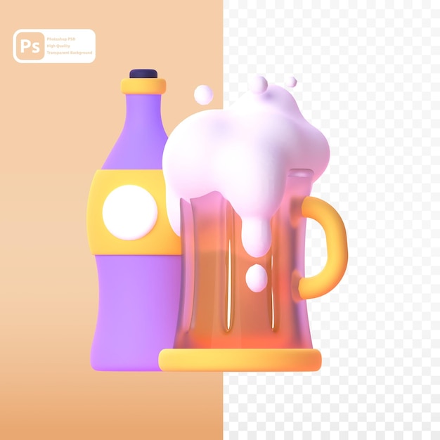 Bière En Rendu 3d Pour La Présentation Web D'actifs Graphiques Ou Autre