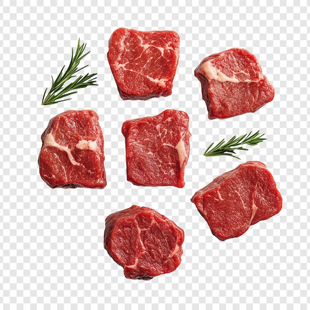 Bifes frescos de carne crua