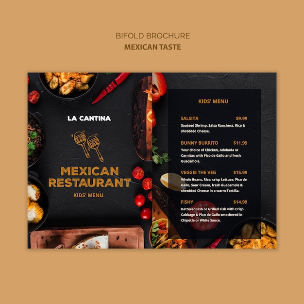 Bifold-Broschürenschablone des mexikanischen Restaurants