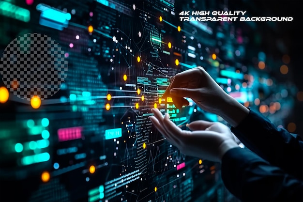 Big Data concept Digital neural network Business on transparent background