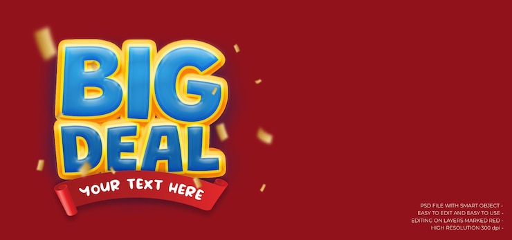 PSD big deal banner with editable 3d style text effect