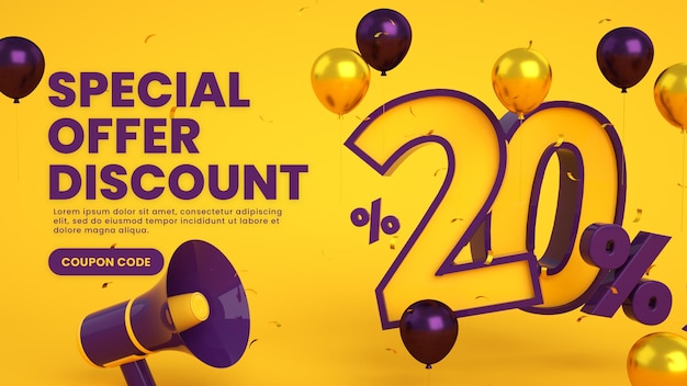 Big Flash Mega Super Sale Post Banner mit 20 Prozent Rabatt Sonderangebot für Social Media