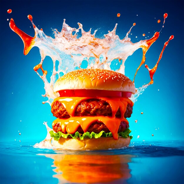 Big hamburger cheeseburger simbolo per fast food o cibo di strada logotipo di design per ristorante