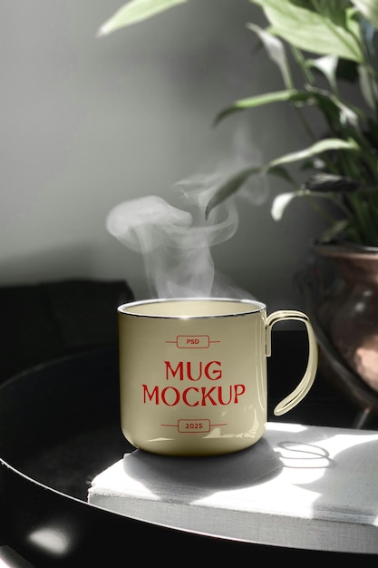 Big Metal Mug Mockup (Modelo de xícara de metal grande)