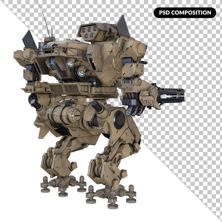 PSD big robot soldiers isolated 3d