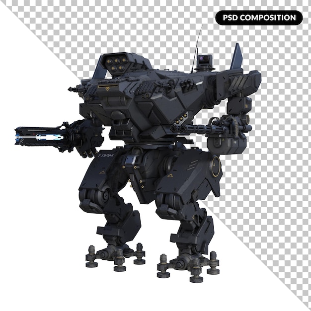 big robot soldiers isolated 3d