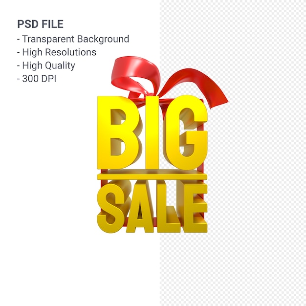 Big sale 3d design rendering für verkaufsförderung mit bogen und band isoliert