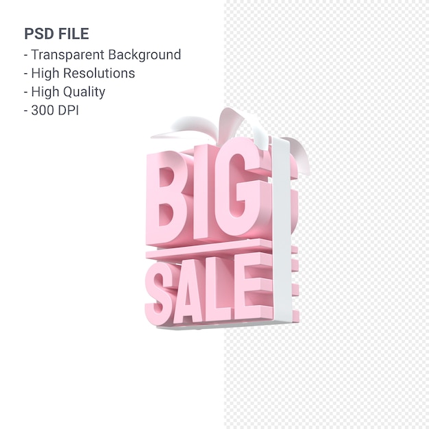 Big sale 3d design rendering für verkaufsförderung mit bogen und band isoliert