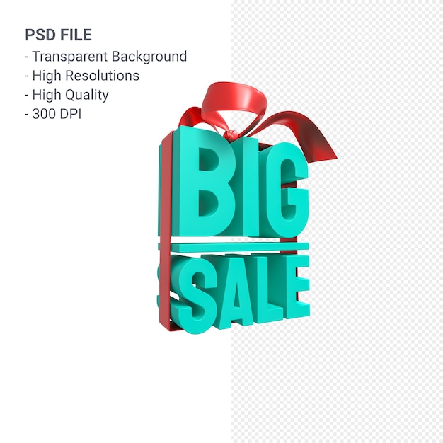 Big sale 3d design rendering für verkaufsförderung mit bogen und band isoliert