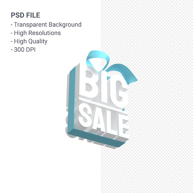 Big Sale 3D Design Rendering für Verkaufsförderung mit Bogen und Band isoliert