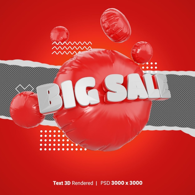 PSD big sale 3d gerenderter text