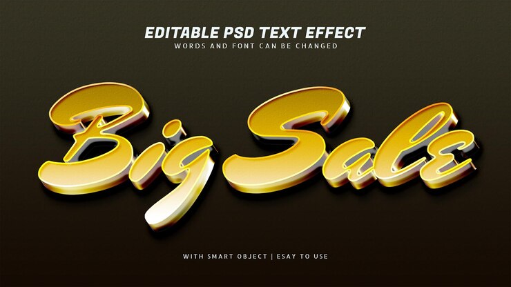PSD big sale 3d gold text effect editable