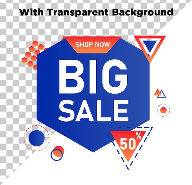 Big Sale Annoucement Banner PNG PSD Isolado em fundo transparente