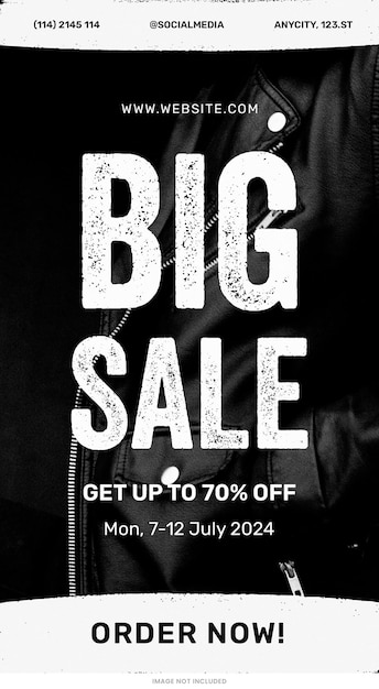 BIG SALE Black JACKET Mode SALE soziale Medien Instagram Geschichten Vorlage psd Design
