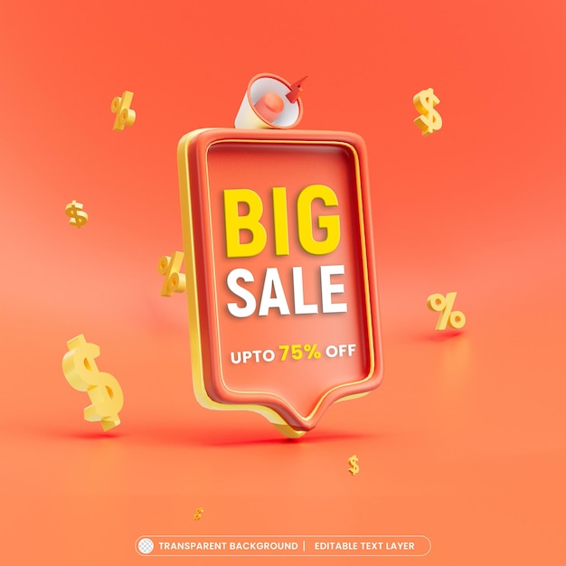 Big Sale Discount Offer 3d-Rendering Verkaufsbanner