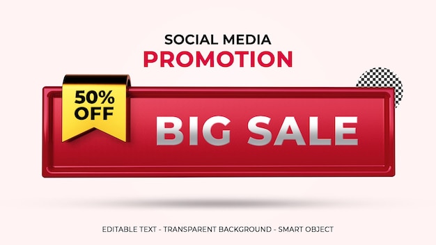 Big Sale Social Media Promotion Rabatt 50 Prozent 3D-Rendering