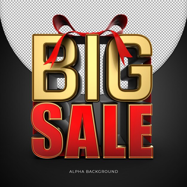 Big super sale 3d text mockup con alpha background psd