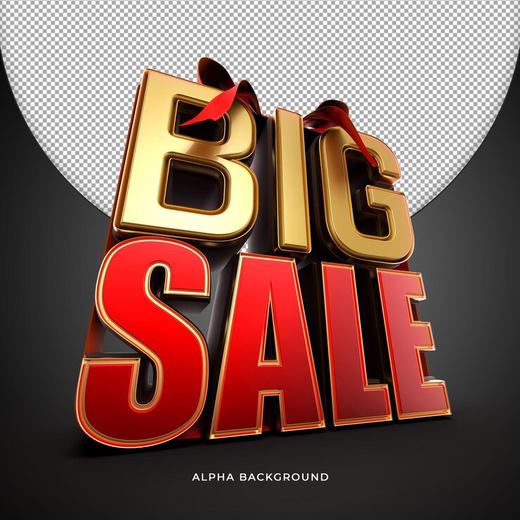 PSD big super sale 3d text mockup con alpha background psd
