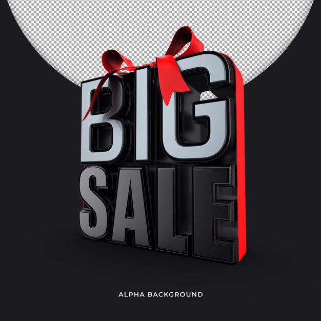 Big Super Sale 3D Text Mockup con Alpha Background PSD