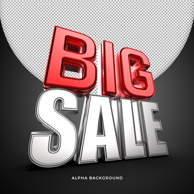 PSD big super sale 3d text mockup con alpha background psd