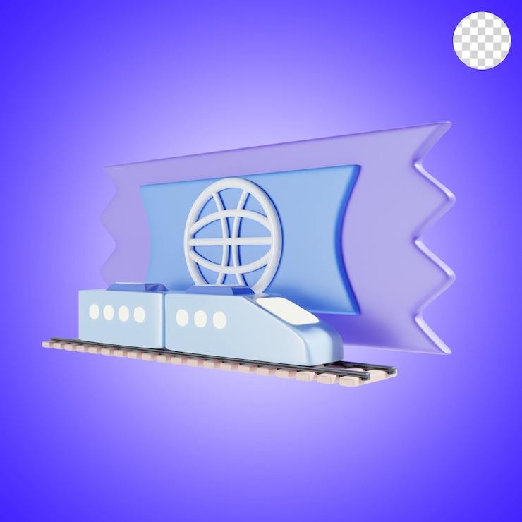 PSD biglietti di treno viaggio illustrazione 3d