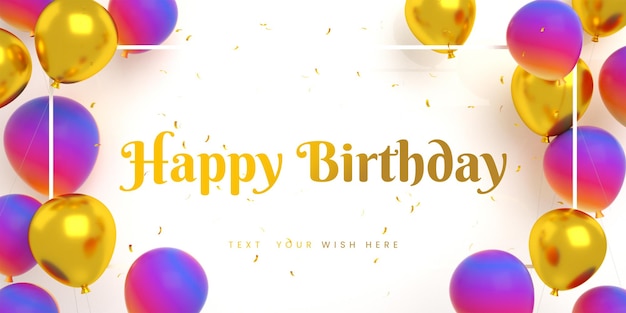 Biglietto d'invito banner di buon compleanno per modello di post sui social media di instagram con cornice