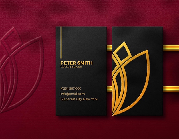 BIGLIETTO DA VISITA CON LOGO MOCKUP LUXURY GOLDEN EFFECT