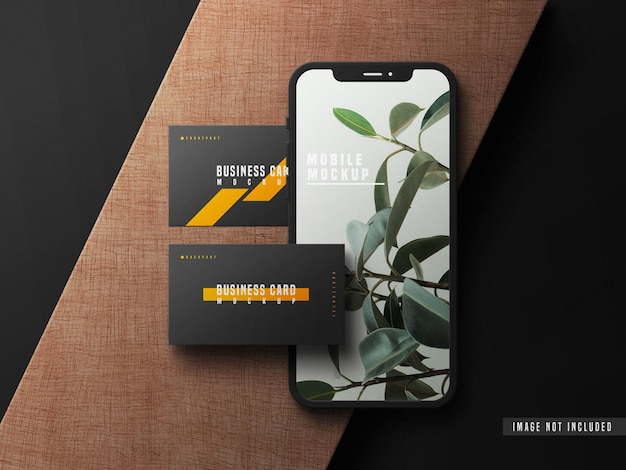 Biglietto da visita con telefono cellulare Mockup PSD