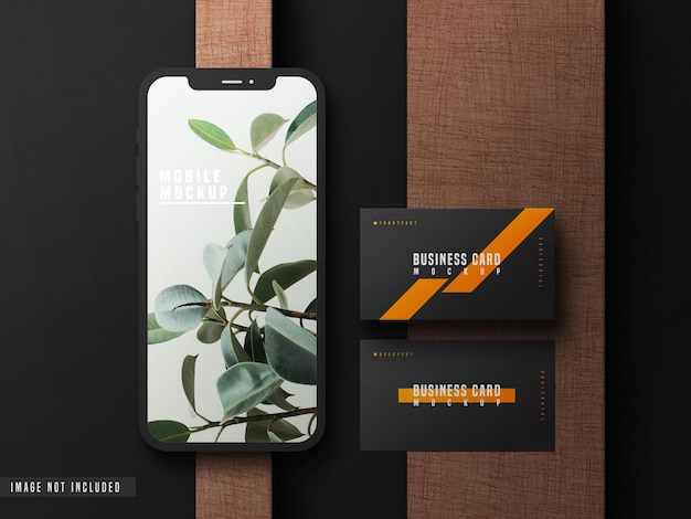 Biglietto da visita con telefono cellulare Mockup PSD