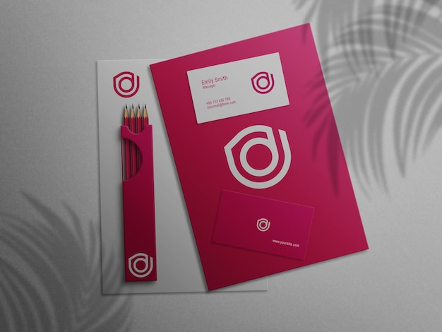 Biglietto da visita su carta intestata mockup con astuccio