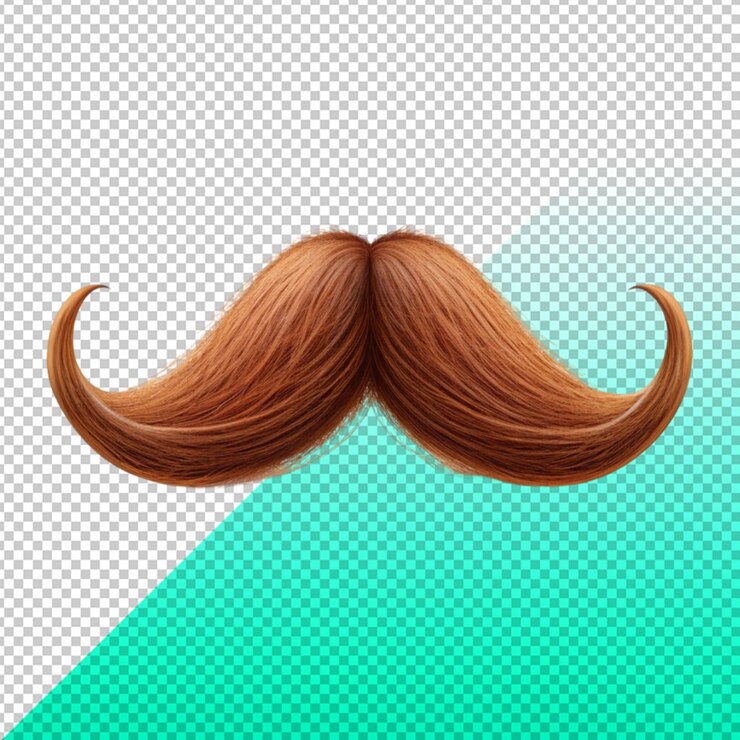 PSD bigote brillante con punta blanca sobre un fondo transparente