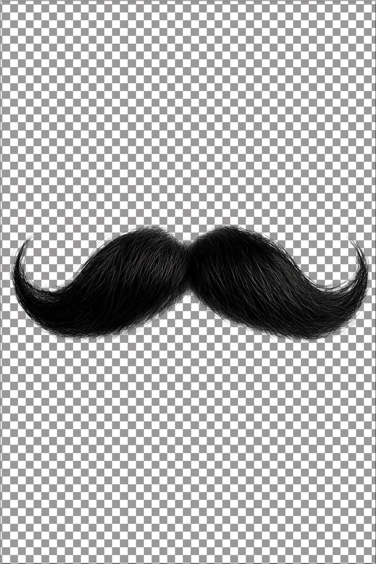 Bigote falso Cambio instantáneo de personaje para efecto cómico Hiperrealista Transp blanco aislado y sencillo