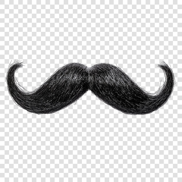 PSD bigote negro aislado sobre un fondo transparente