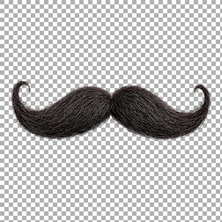 PSD el bigote negro de png contra un fondo transparente