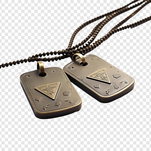 PSD bijoux militaires dog tags isolés sur fond transparent