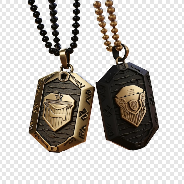 PSD bijoux militaires dog tags isolés sur fond transparent