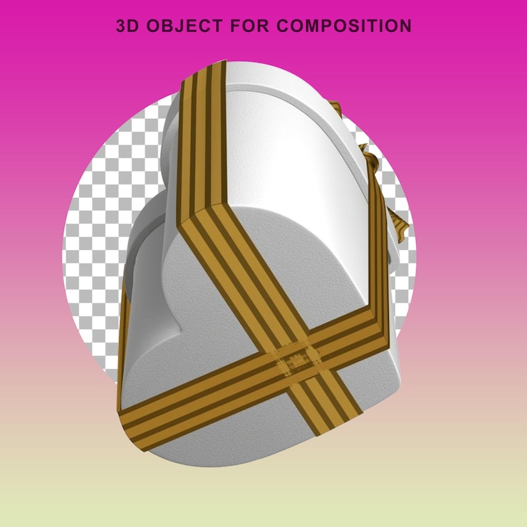 PSD bílá dárková krabička s motivem lásky 3d rendering pro kompozici.
