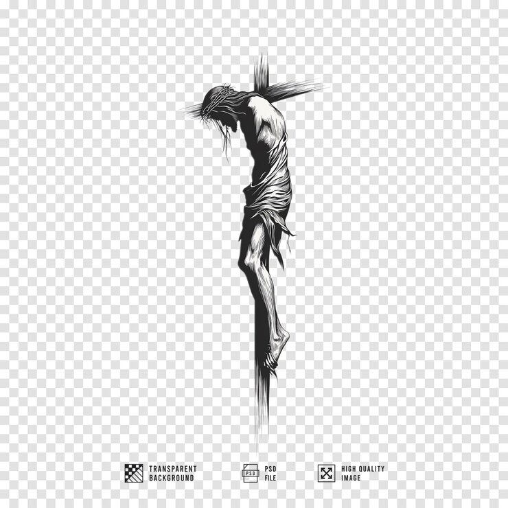 PSD bild des gesichts christi hinter dem kreuz mit durchsichtigem hintergrund