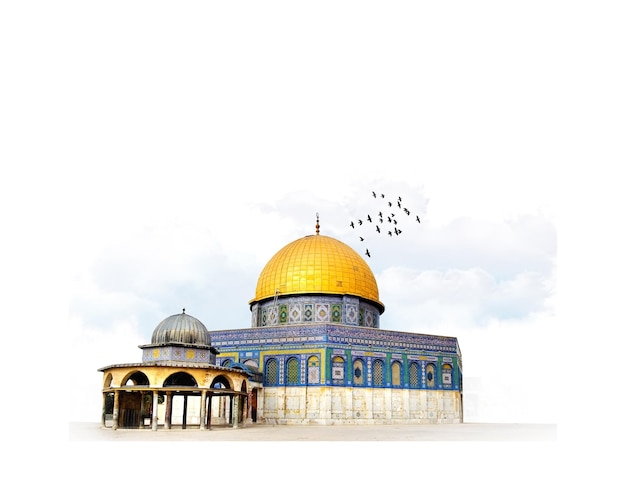 Bild einer Quds-Moschee mit Vögeln, die um sie herum fliegen Quds Al Aqsa Moschee Al-Aqsa Moschee Palästina