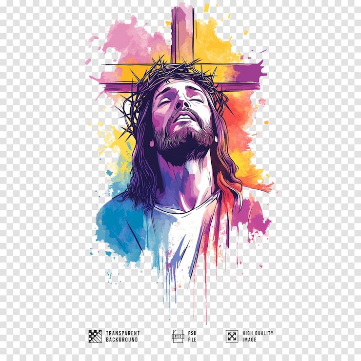 PSD bild von jesus mit einer dornenkrone auf dem kopf mit durchsichtigem hintergrund