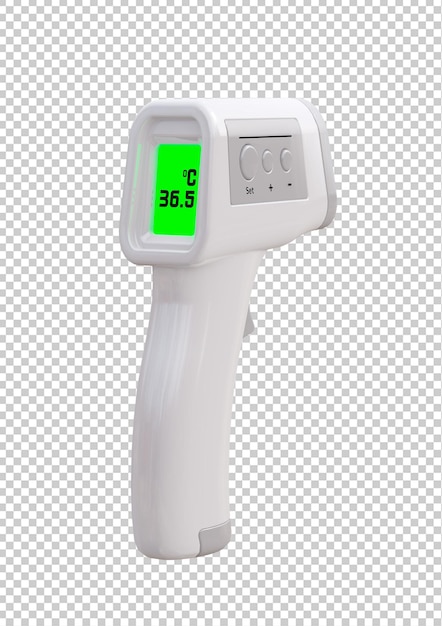 PSD bildschirmmonitor infrarot-thermometer isoliert auf weißem hintergrund. 3d-rendering