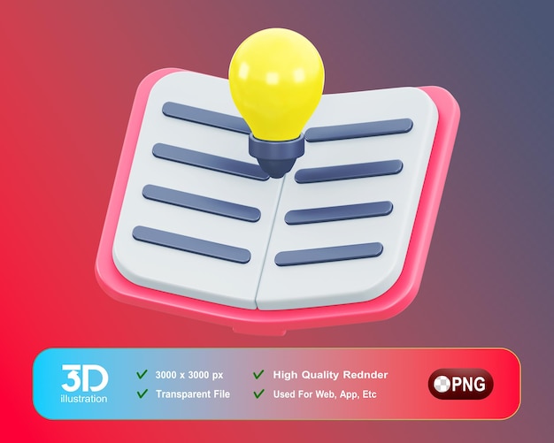 Bildung 3D-Symbol Lernen PNG