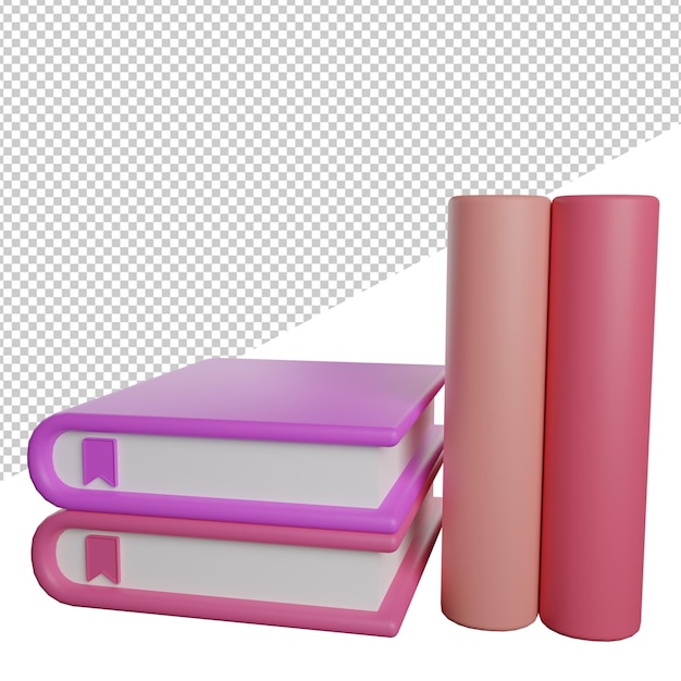 Bildung bücher seitenansicht 3d-darstellung rendering symbol transparenter hintergrund