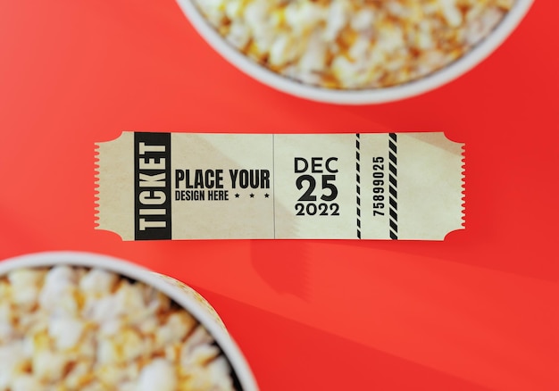 Bilhete de cinema 3d mockup psd