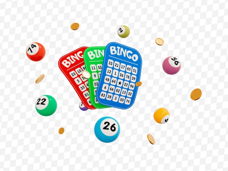 PSD bilhetes de loteria voadores 3d bolas de loteria coloridas e moedas de ouro em fundo isolado renderização 3d