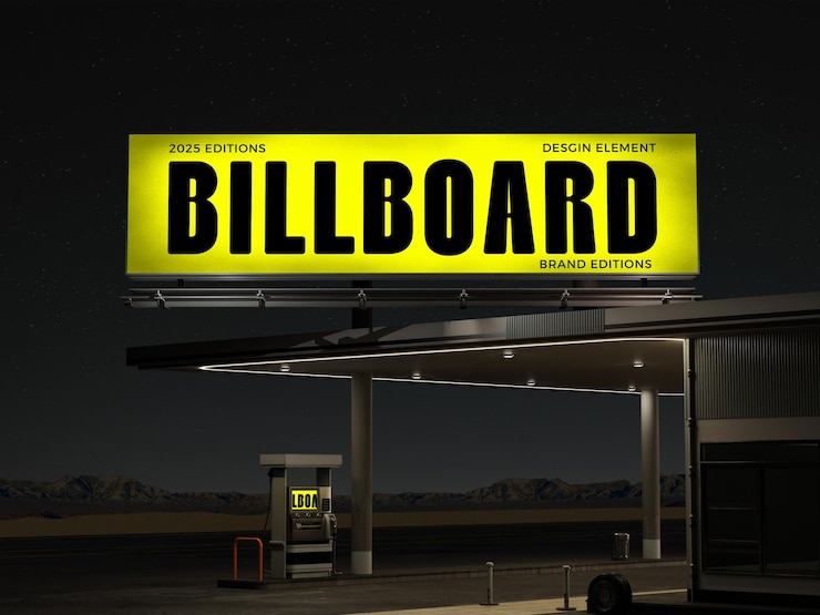 Billboard illuminato di notte