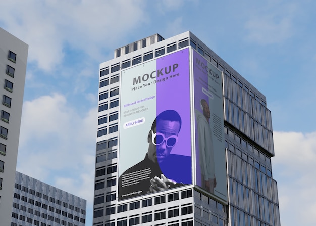 Billboard-Mockup auf einem hohen Gebäude auf der Straße