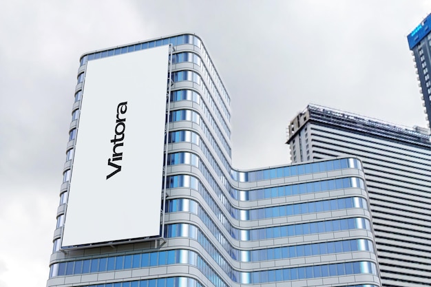 Billboard on Modern Building in City