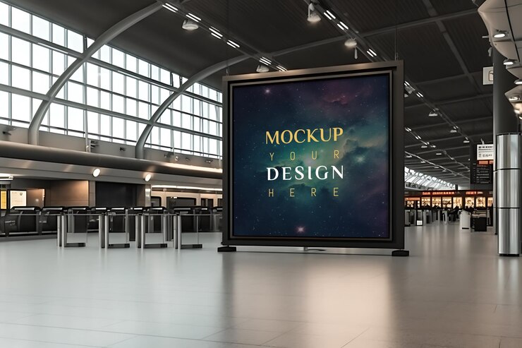 Billboard Poster at Airport Mockup PSD